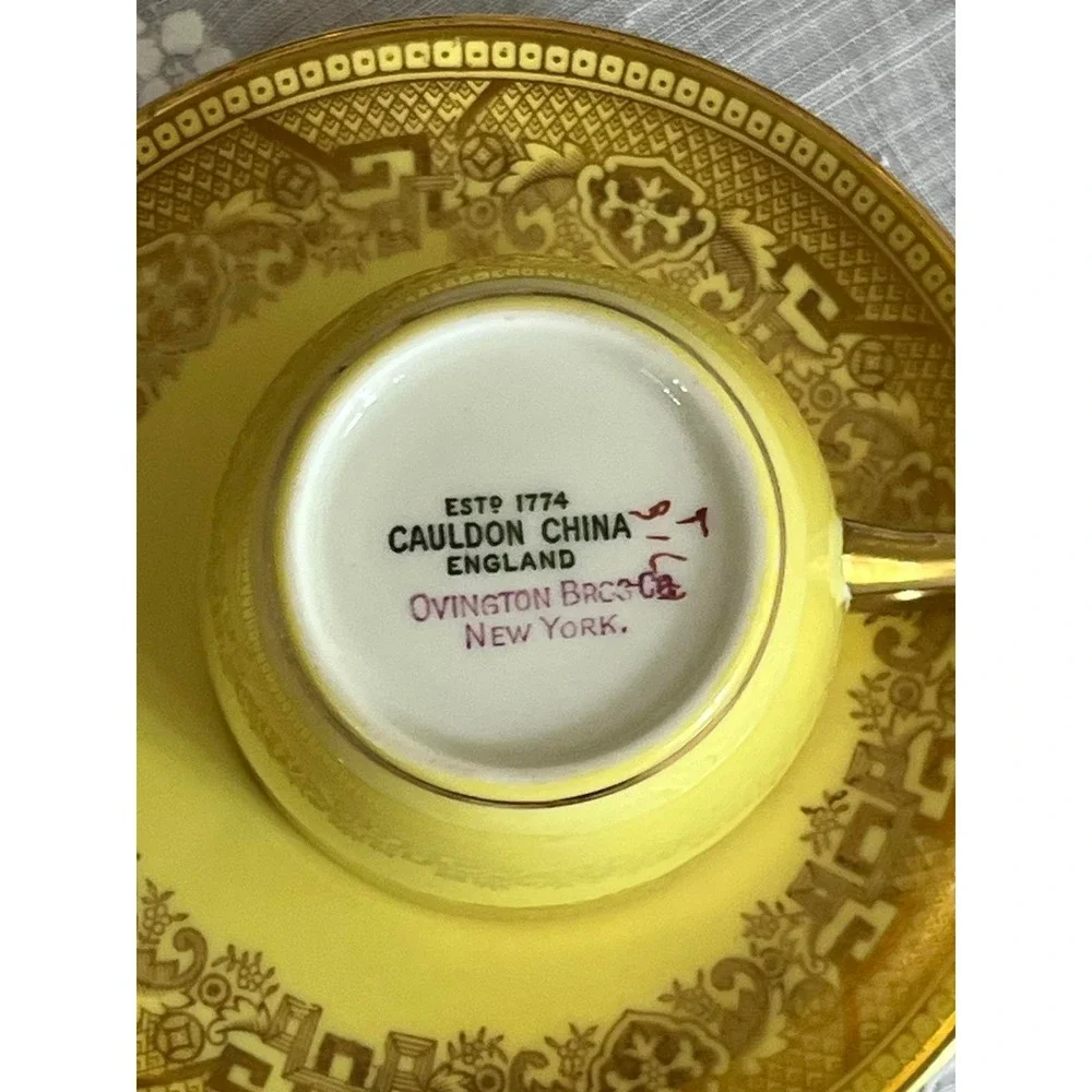 Cauldon China England Yellow Coffee Demitasse for Ovington Bros New York